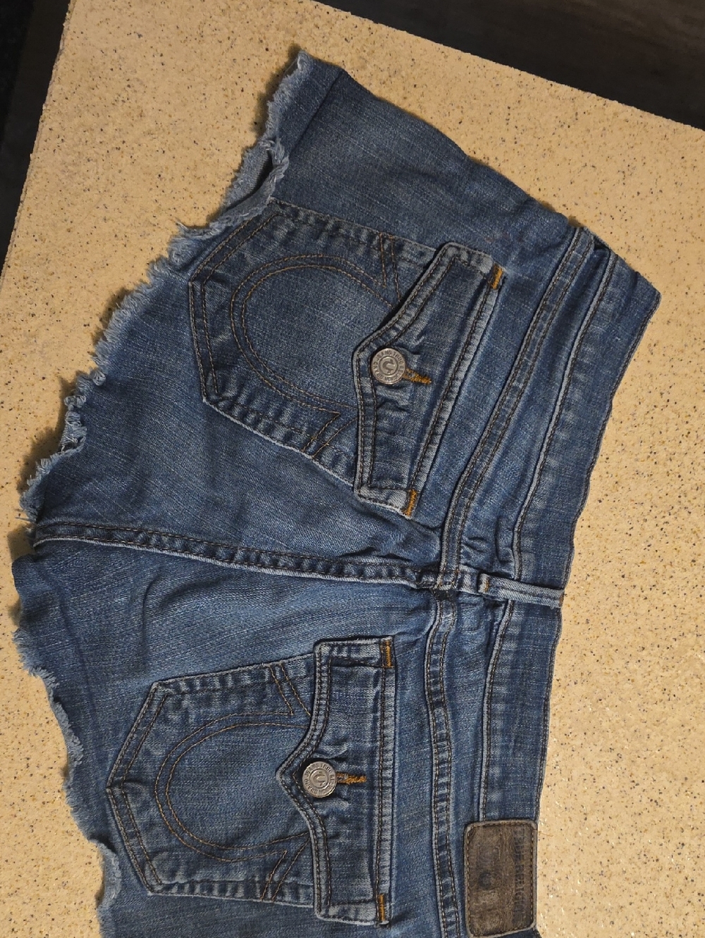 True Religion Blue Denim Cutoff Shorts